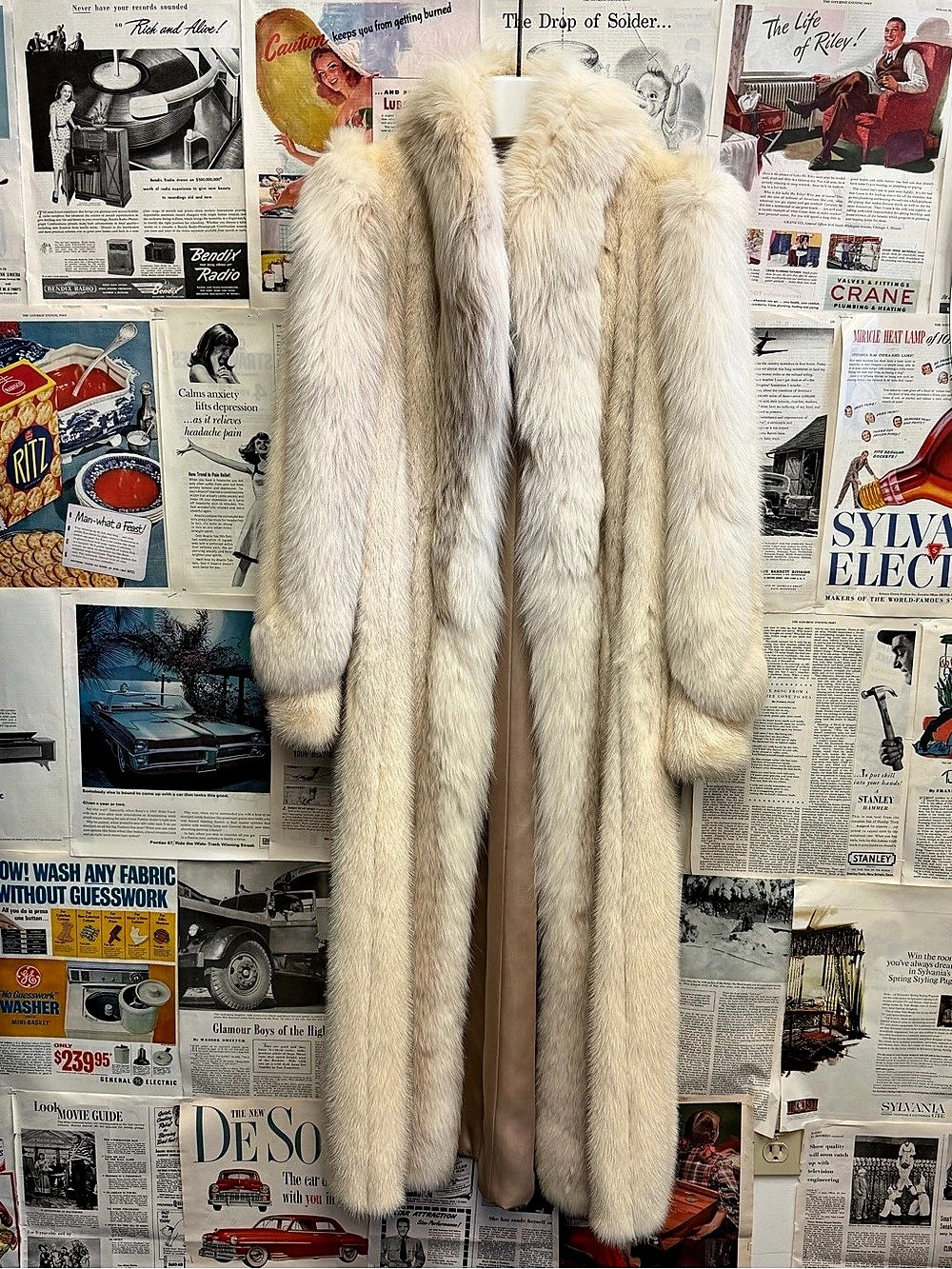 1980’s Authentic Fox Fur Full Length Coat Hollywood Glam